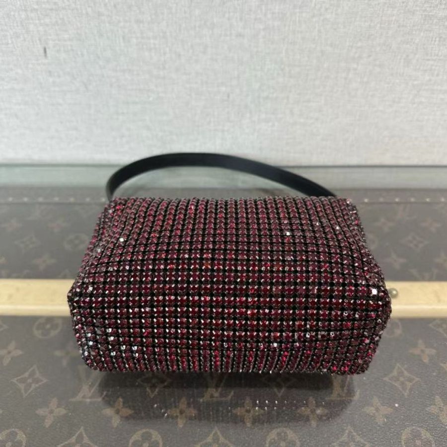 ✨ALEXANDERWANG 紅色水鑽手提包16*11*6 98新配件:配用水鑽-2