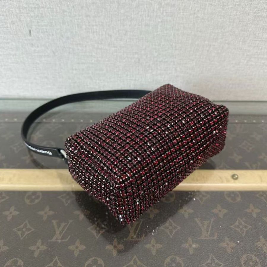 ✨ALEXANDERWANG 紅色水鑽手提包16*11*6 98新配件:配用水鑽-3