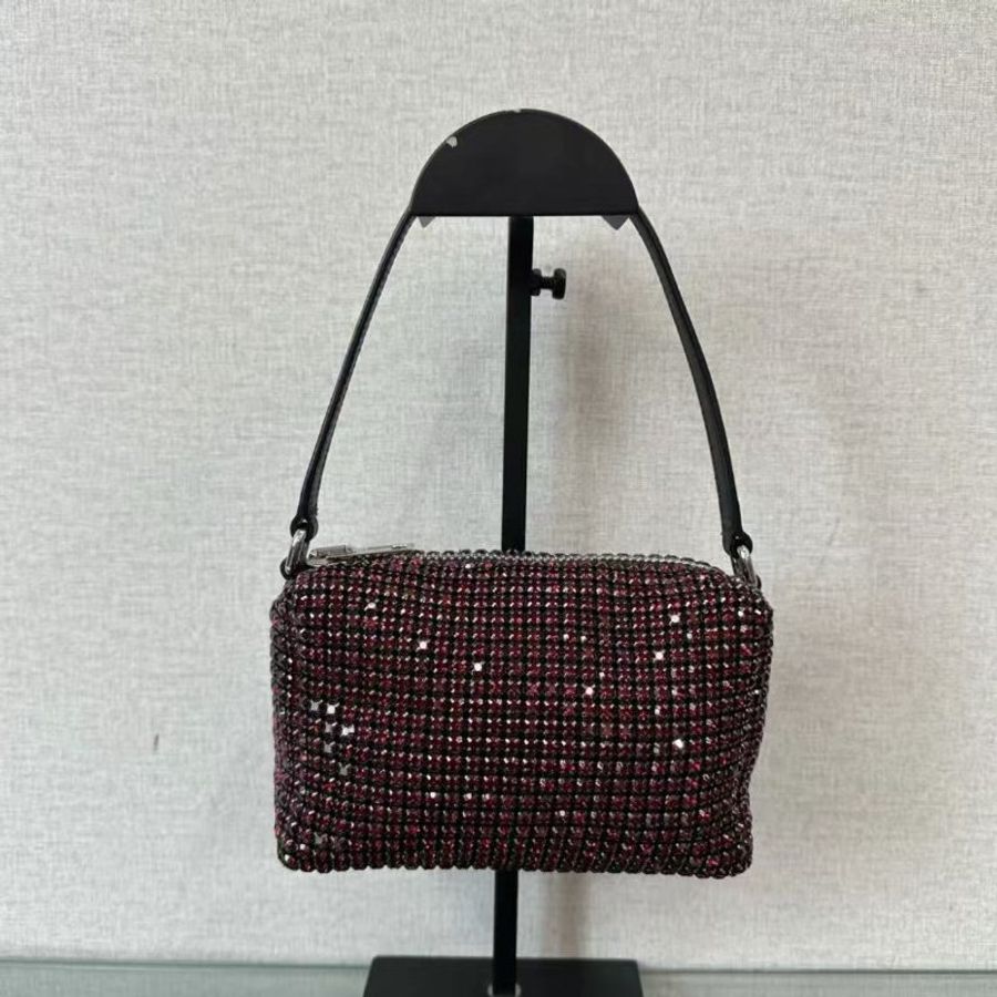 ✨ALEXANDERWANG 紅色水鑽手提包16*11*6 98新配件:配用水鑽-4