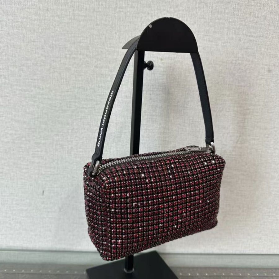 ✨ALEXANDERWANG 紅色水鑽手提包16*11*6 98新配件:配用水鑽-5