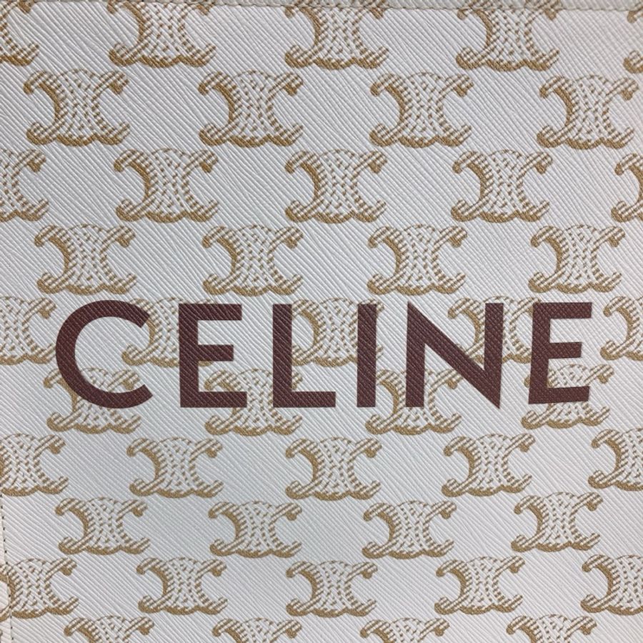 MS0278 賽琳 豎版 迷你 托特包 帆布 經典老花紋 手提 斜垮Celine Mini Vertical Cabas In Triomphe Canvas With Celine Print White-9