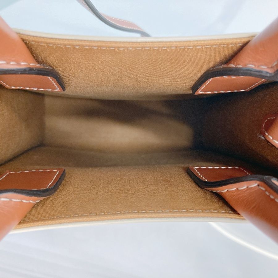 MS0278 賽琳 豎版 迷你 托特包 帆布 經典老花紋 手提 斜垮Celine Mini Vertical Cabas In Triomphe Canvas With Celine Print White-13