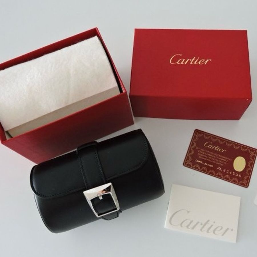 近新 Cartier 卡地亞 小牛皮攜帶收藏手錶盒 錶袋 飾品盒-0