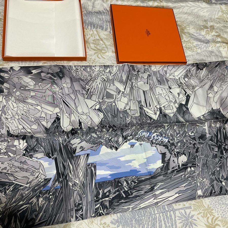 Hermes 水晶之谷 絲巾 大方巾 90x90-3