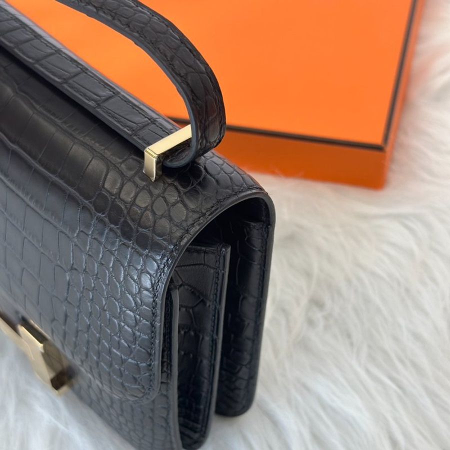 HERMES Mini constance 19 - 鱷魚皮黑金 B-6