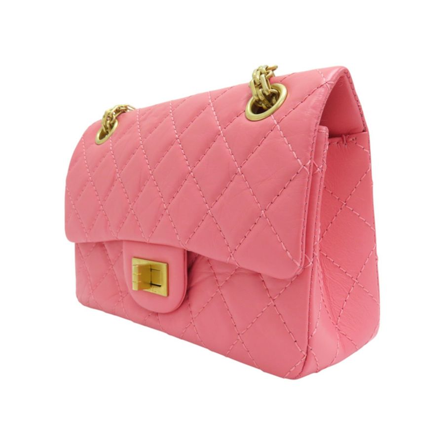 粉色 菱格紋 牛皮 2.55 鍊帶 肩背包【CHANEL 香奈兒】 AS0874-2