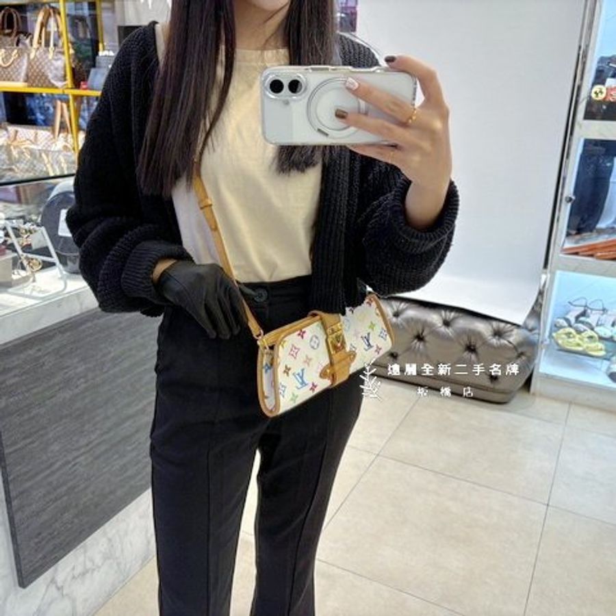 LV白彩村上隆聯名Shirley肩背包 M40049-7