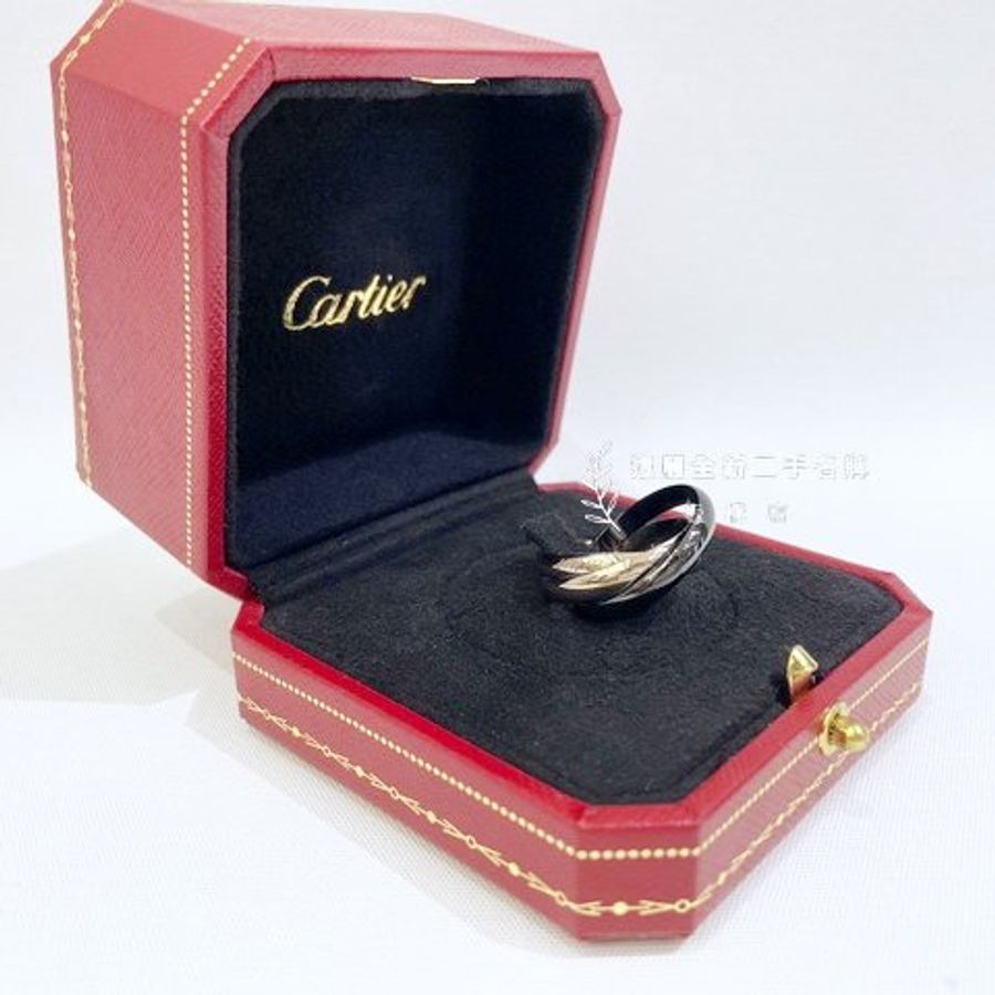 Cartier CLASSIC TRINITY三環白K黑陶瓷戒指-2