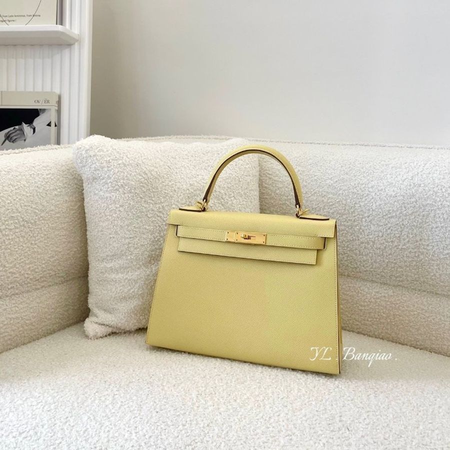 Hermes 1Z小雞黃EPSOM皮金釦KELLY28 H042319CC1Z-0