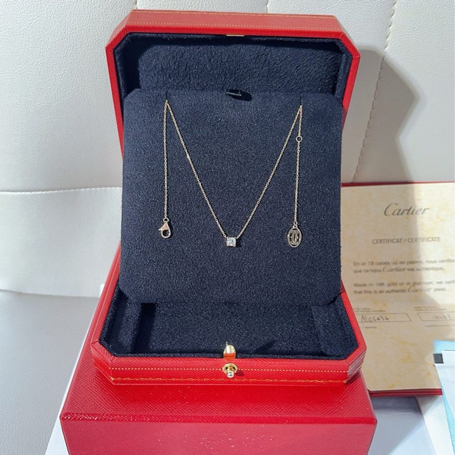 Cartier卡地亚 C DE CARTIER 玫瑰金单钻牛头石项链-2