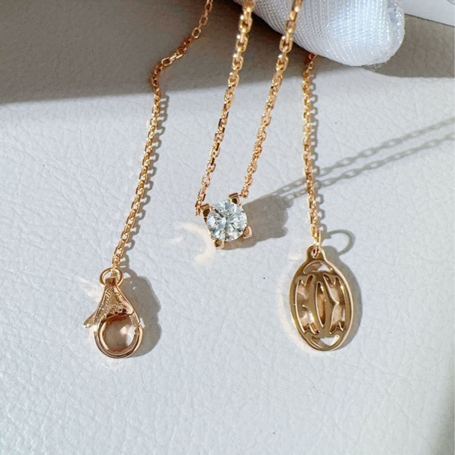 Cartier卡地亚 C DE CARTIER 玫瑰金单钻牛头石项链-3