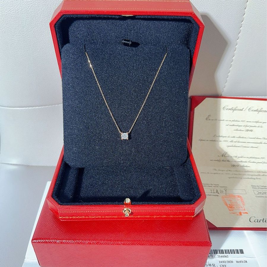 Cartier卡地亚 C DE CARTIER 玫瑰金单钻牛头石项链-1