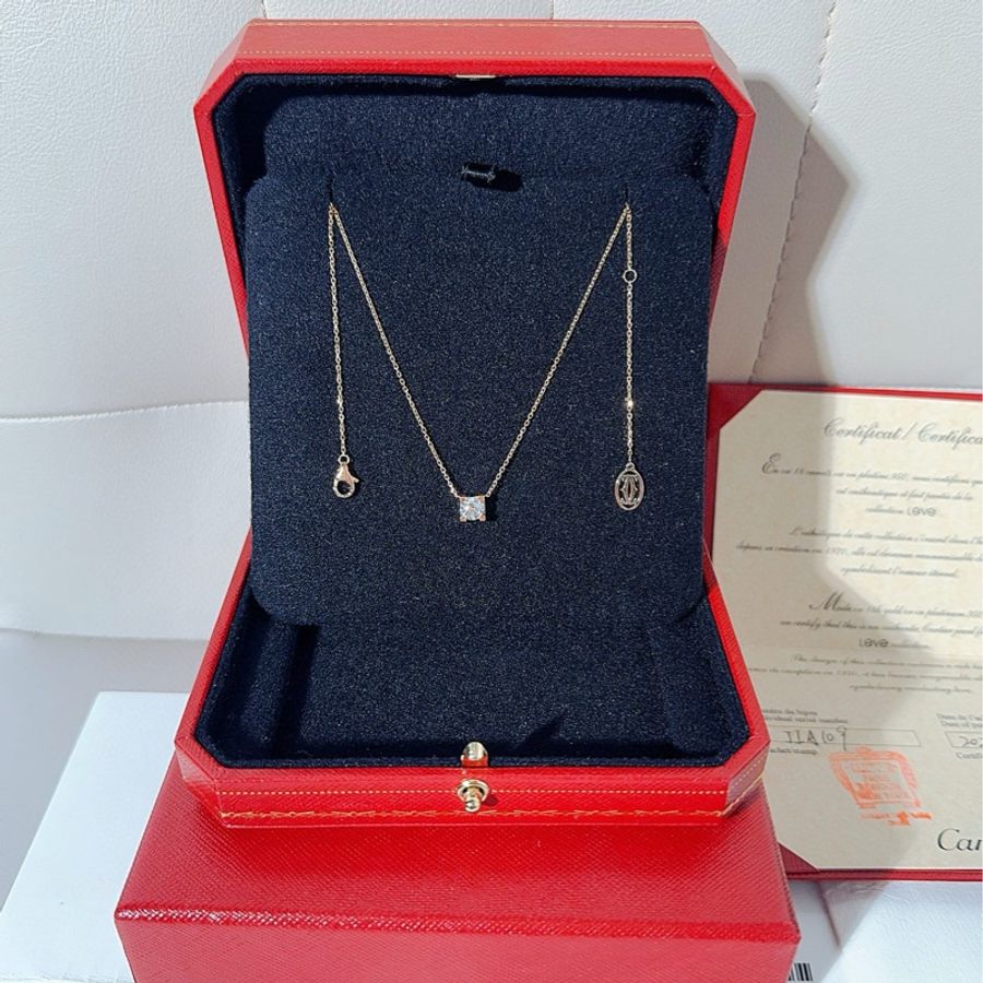 Cartier卡地亚 C DE CARTIER 玫瑰金单钻牛头石项链-2