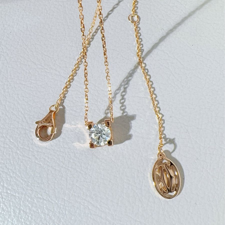 Cartier卡地亚 C DE CARTIER 玫瑰金单钻牛头石项链-3