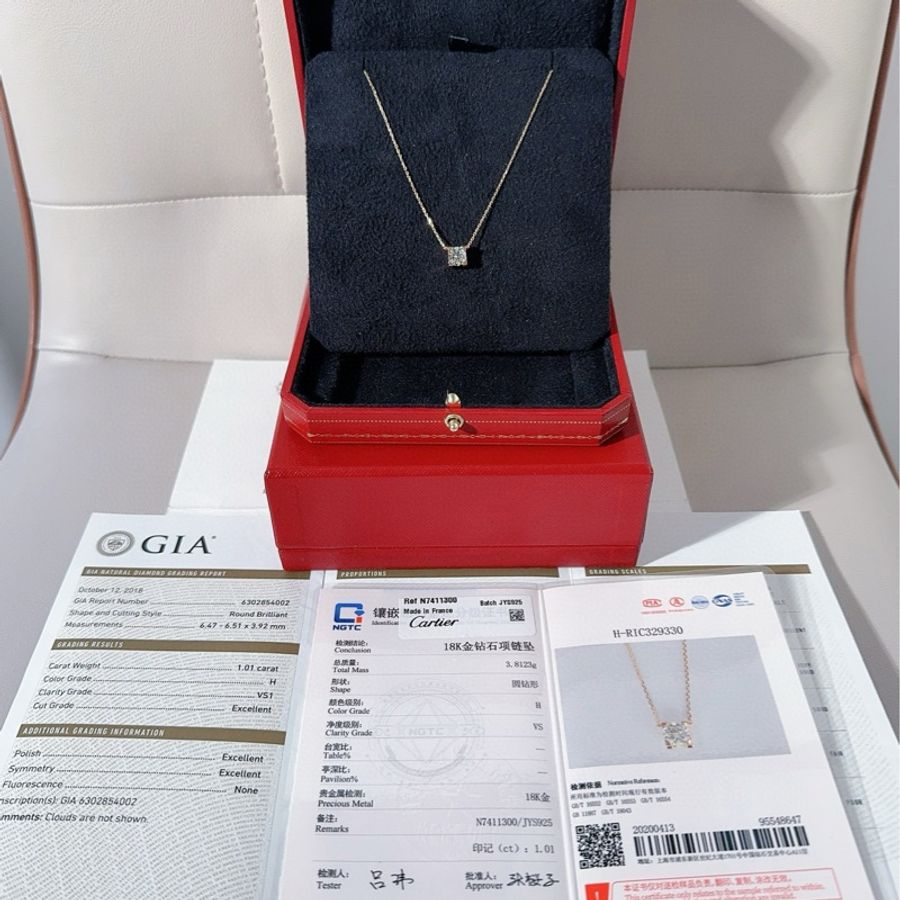 Cartier卡地亚 C DE CARTIER 玫瑰金单钻牛头石项链-0