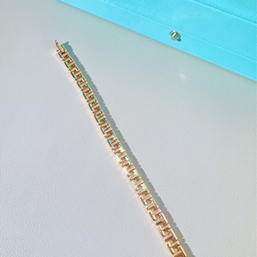 Tiffany蒂芙尼 T系列 玫瑰金镂空 True窄式T字型手链-3