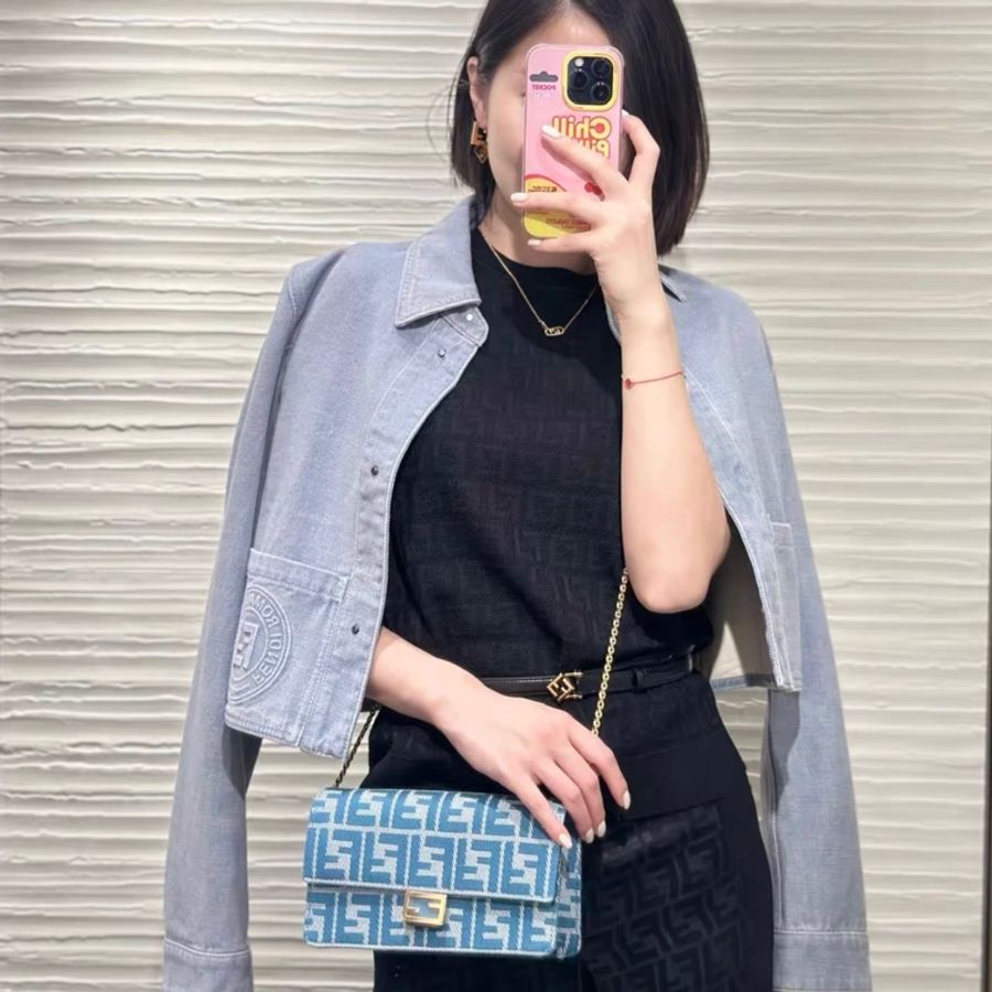 FENDI芬迪 Baguette 斜挎單肩包 女款 藍色-2