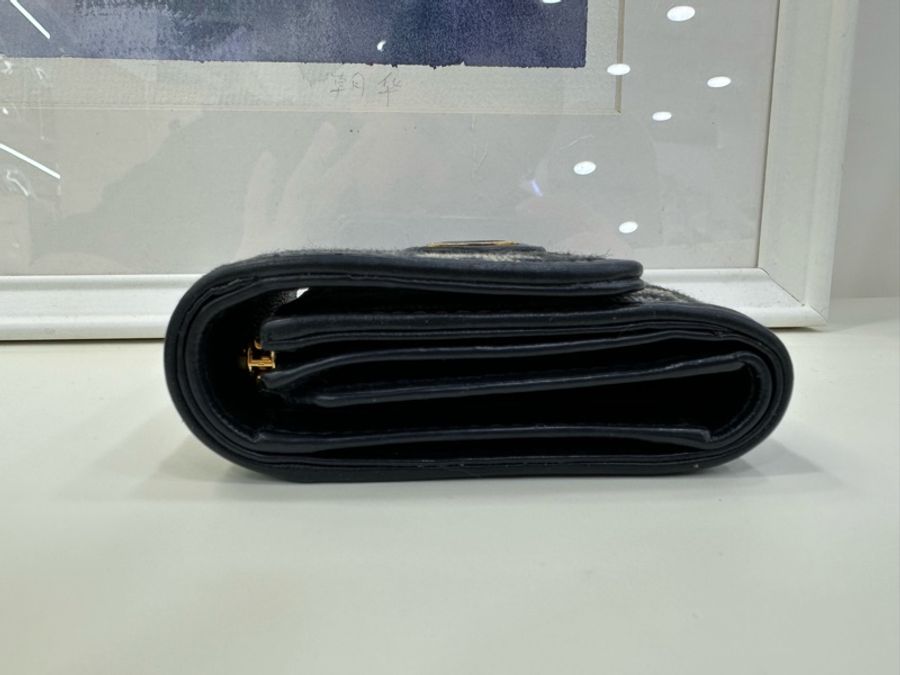 DIOR迪奥 30 Montaigne Oblique印花經典刺绣老花滿印三折 帆布 錢包 女款 牛仔藍色 22年編碼-4