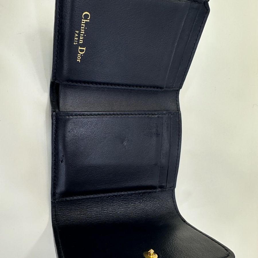 DIOR迪奥 30 Montaigne Oblique印花經典刺绣老花滿印三折 帆布 錢包 女款 牛仔藍色 22年編碼-5