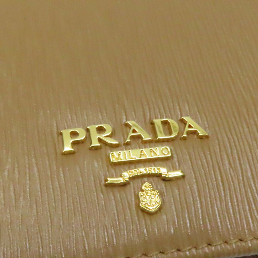 棕色 皮革 雙折短夾【PRADA 普拉達】 1MV204-7