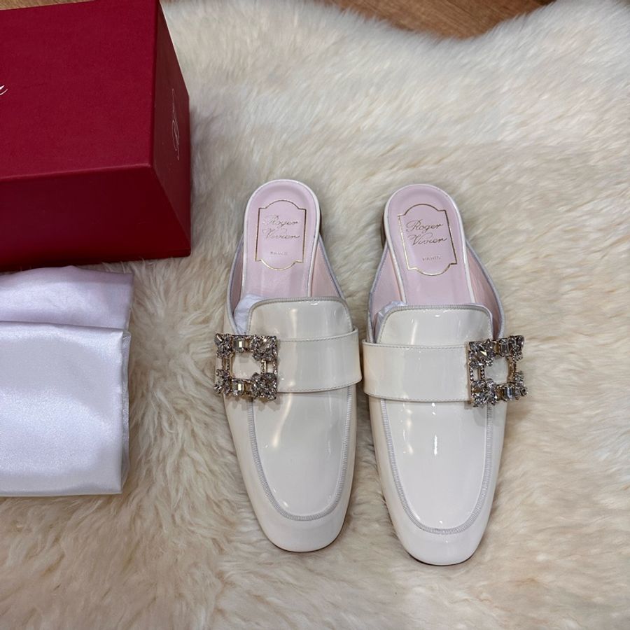roger vivier 穆勒鞋/包頭拖鞋/白色穆勒鞋-1