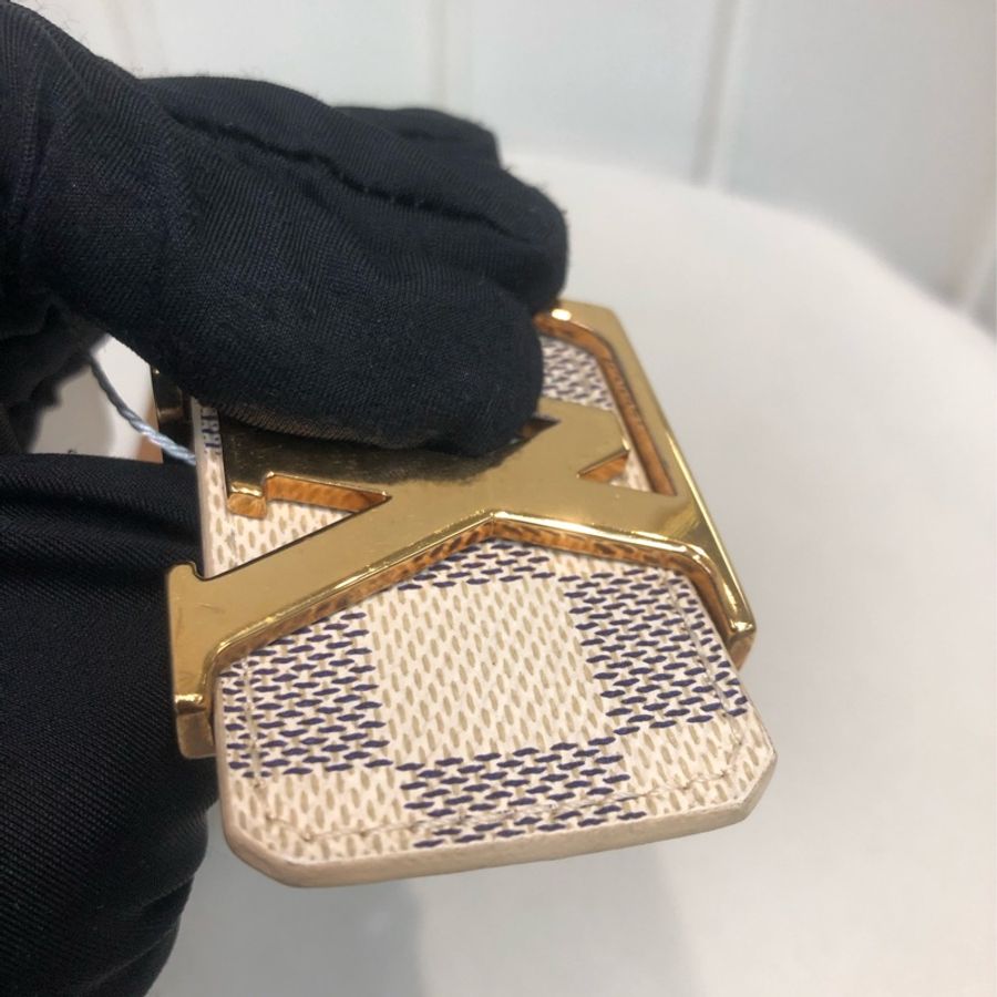 LV 白色棋盤格皮帶 XB274-10