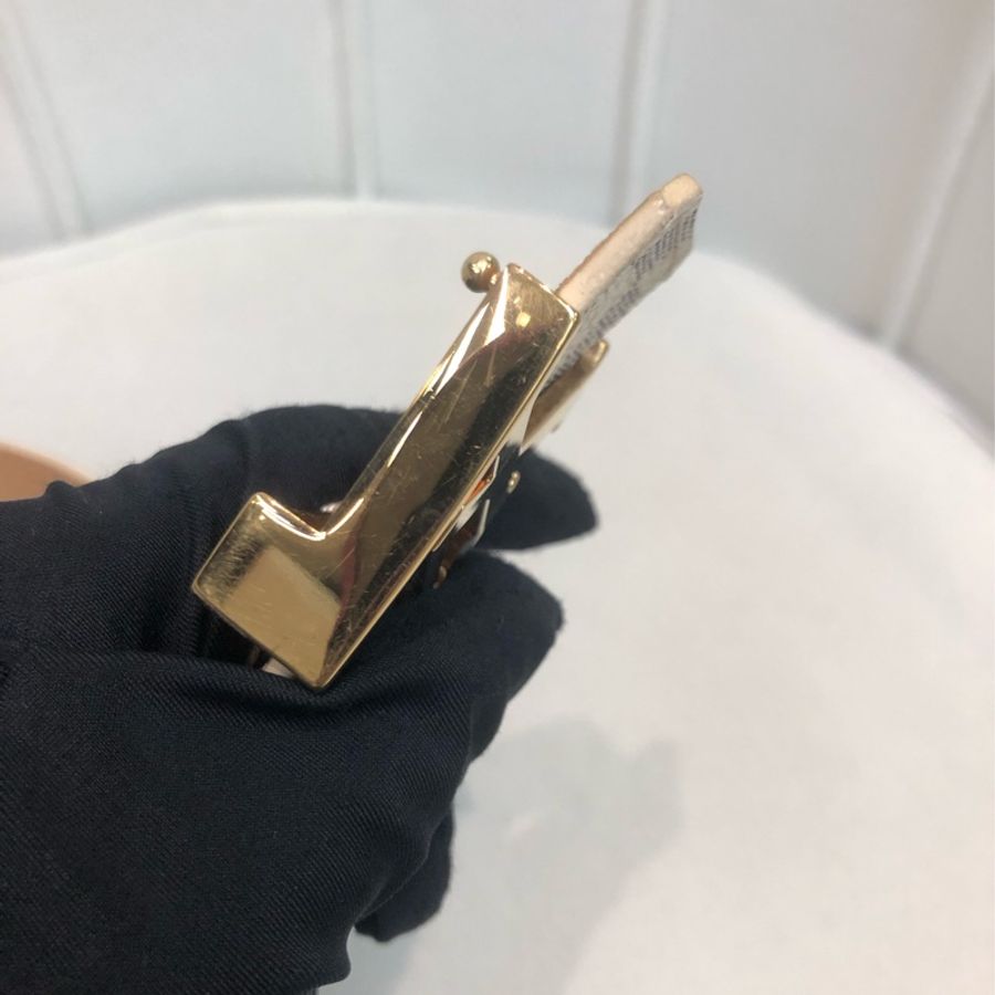 LV 白色棋盤格皮帶 XB274-11
