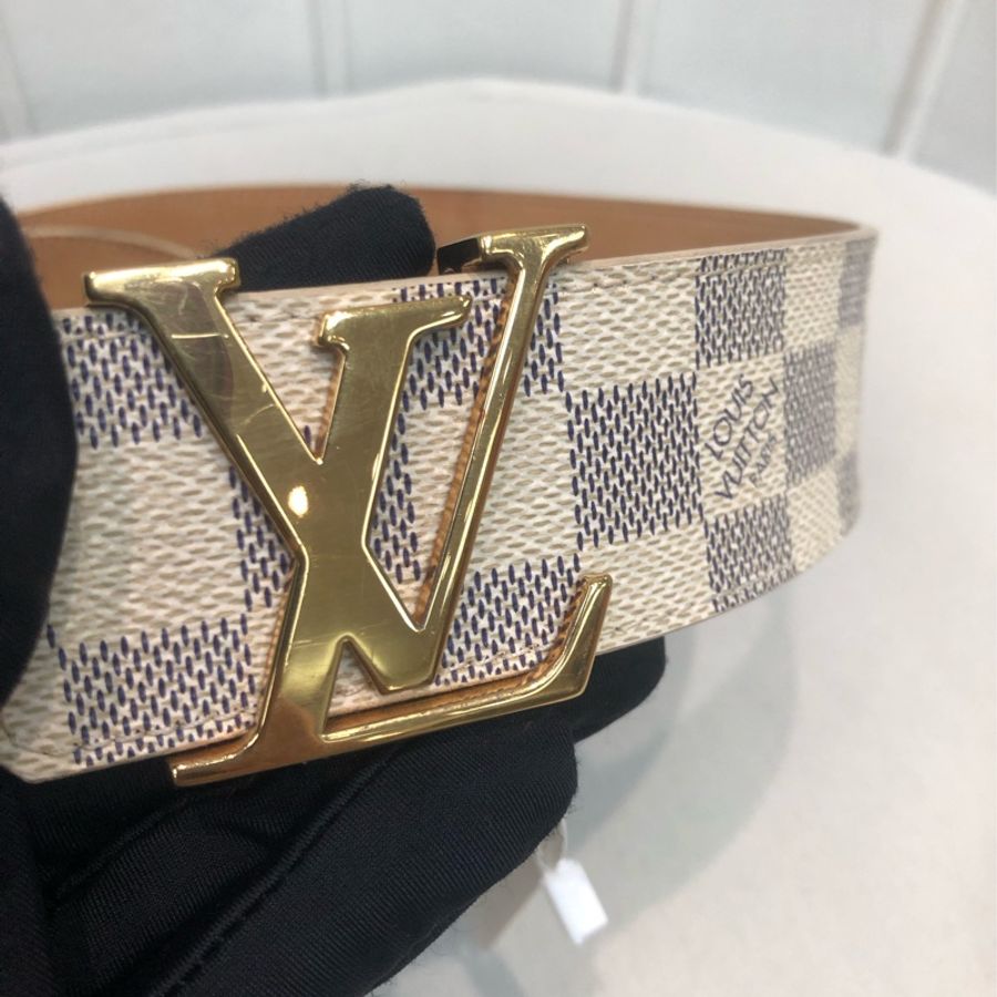 LV 白色棋盤格皮帶 XB274-14