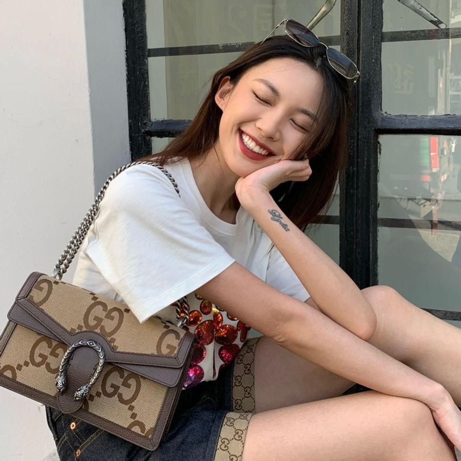 GUCCI古馳 Dionysus 虎頭扣 斜挎單肩包 女款 米棕色-4