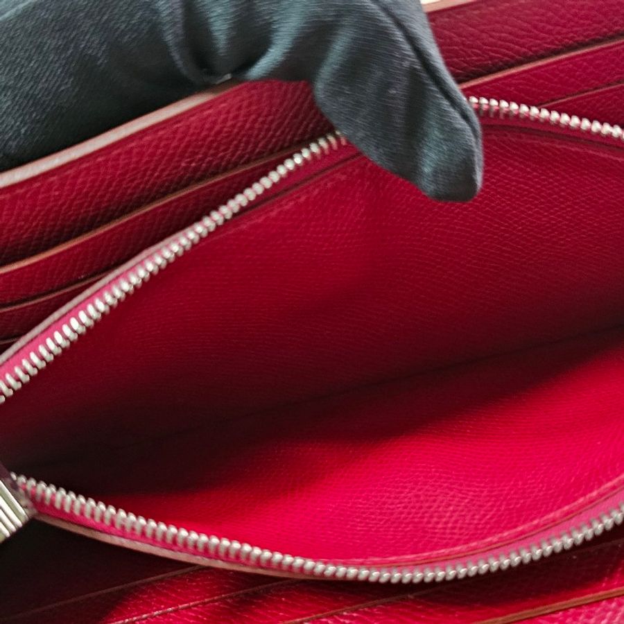 未使用 HERMÈS 長夾 可改Kelly To Go Wallet Epsom皮 銀扣 R刻 斜背包 Grenat 石榴紅色-14