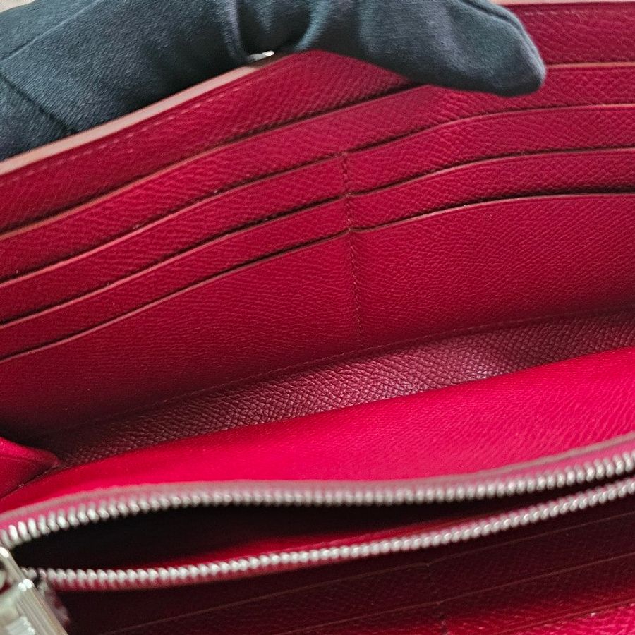 未使用 HERMÈS 長夾 可改Kelly To Go Wallet Epsom皮 銀扣 R刻 斜背包 Grenat 石榴紅色-15