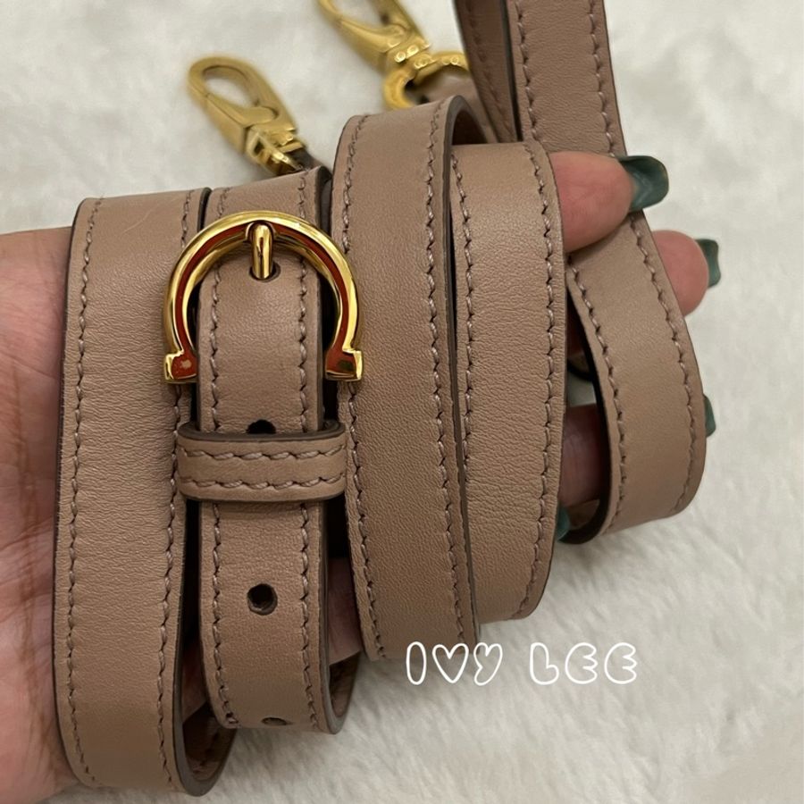 Salvatore Ferragamo 淡粉 米色小牛 Sookie斜背包 肩背包 正品 二手精品-11