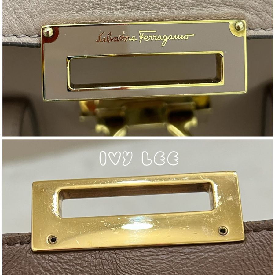 Salvatore Ferragamo 淡粉 米色小牛 Sookie斜背包 肩背包 正品 二手精品-15