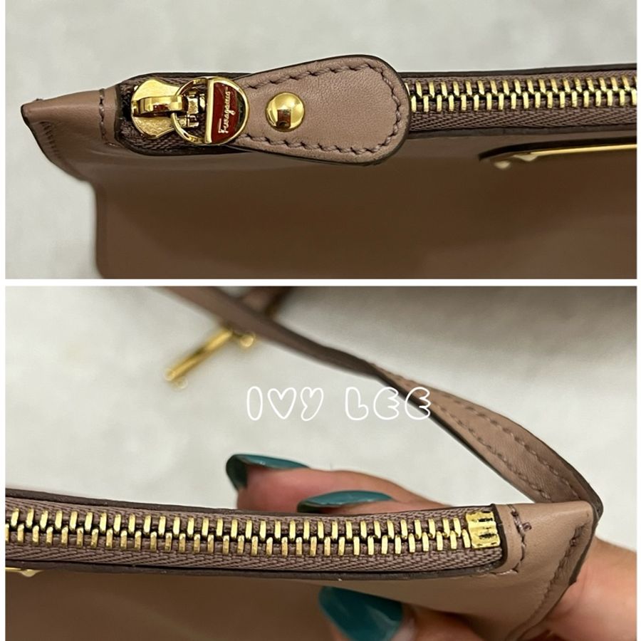 Salvatore Ferragamo 淡粉 米色小牛 Sookie斜背包 肩背包 正品 二手精品-24
