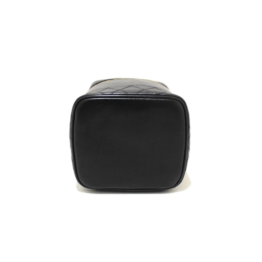 Chanel Vintage Black Lambskin Leather Vanity Cosmetic Case-4