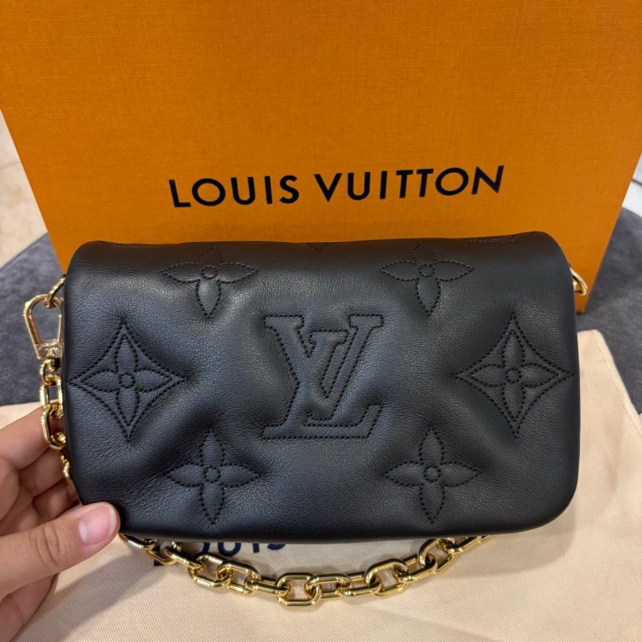 🤩百搭必備款🆕Lv黑色壓紋全牛皮wallet on strap斜挎肩背包-8