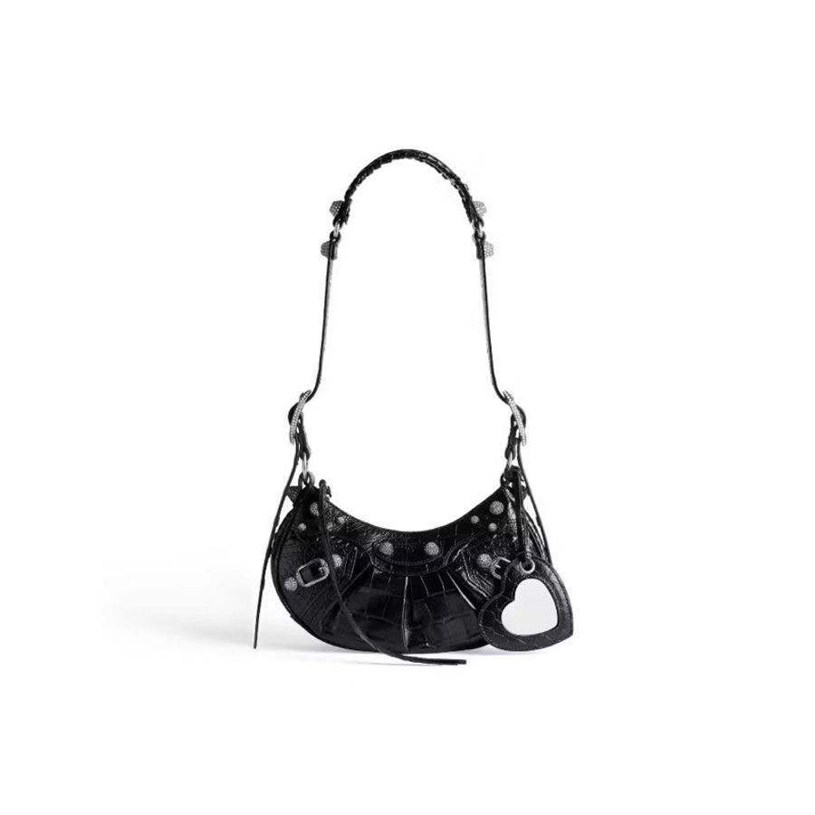 ▪️已售出▪️Balenciaga Le Cagole Xs 巴黎世家鱷魚壓花水鑽單肩包-14