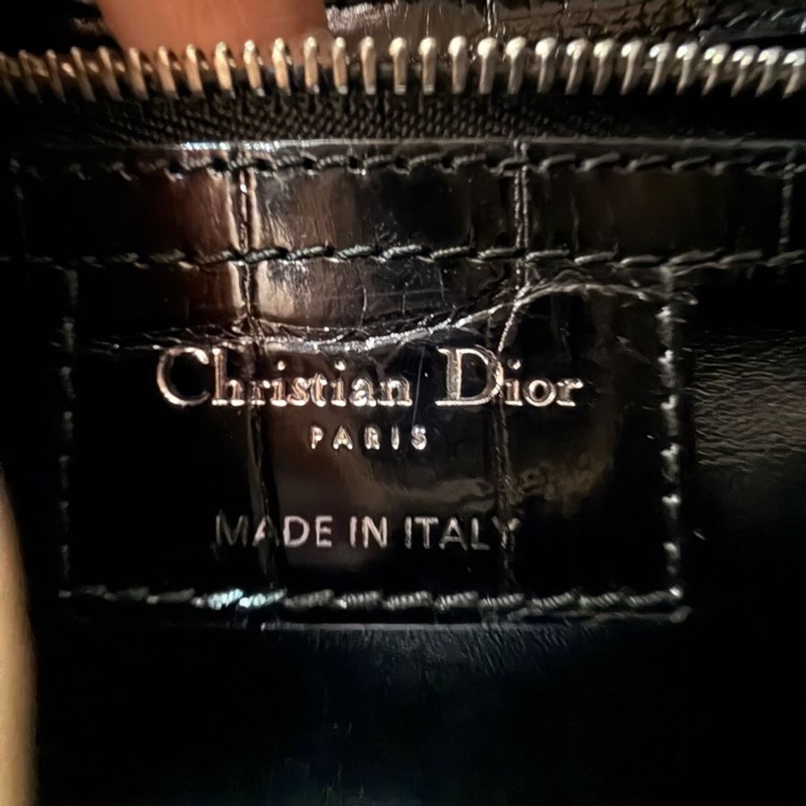 DIOR Lady 黑白毛呢邊鑲亮片包-0