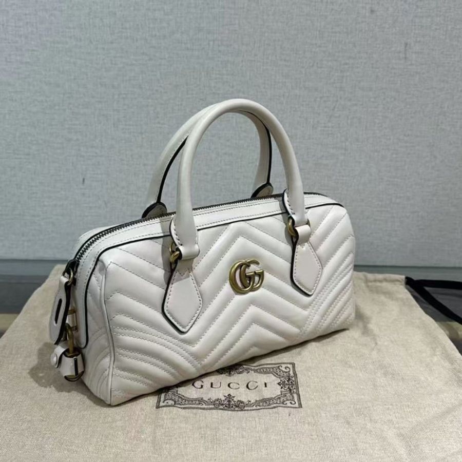 GUCCI Marmont白金馬蒙手提斜背波士頓包27*13.5*10 98新配件塵袋盒子-5