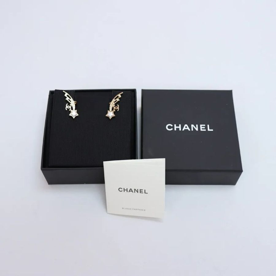 Chanel 珠光流星閃石 耳骨夾耳針 耳環-2