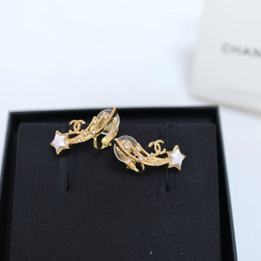 Chanel 珠光流星閃石 耳骨夾耳針 耳環-4