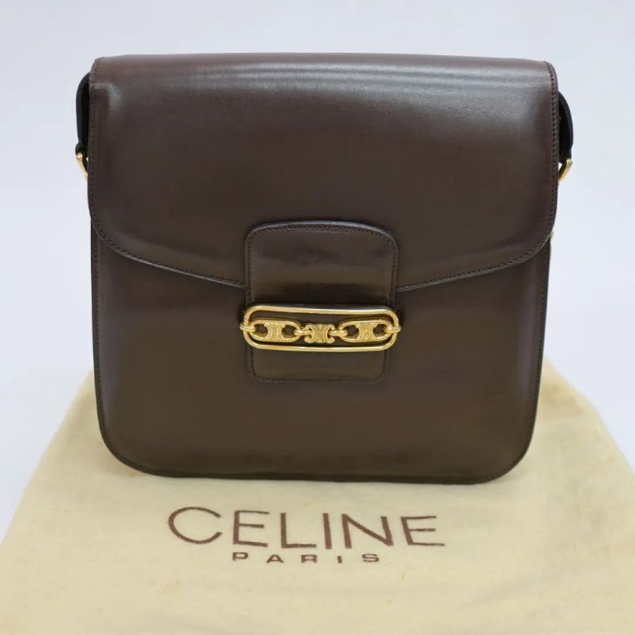 Celine 中古品啡色翻蓋空姐包-2