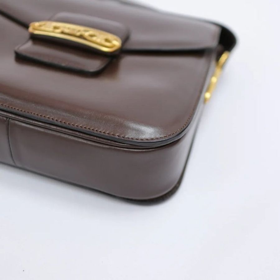Celine 中古品啡色翻蓋空姐包-13