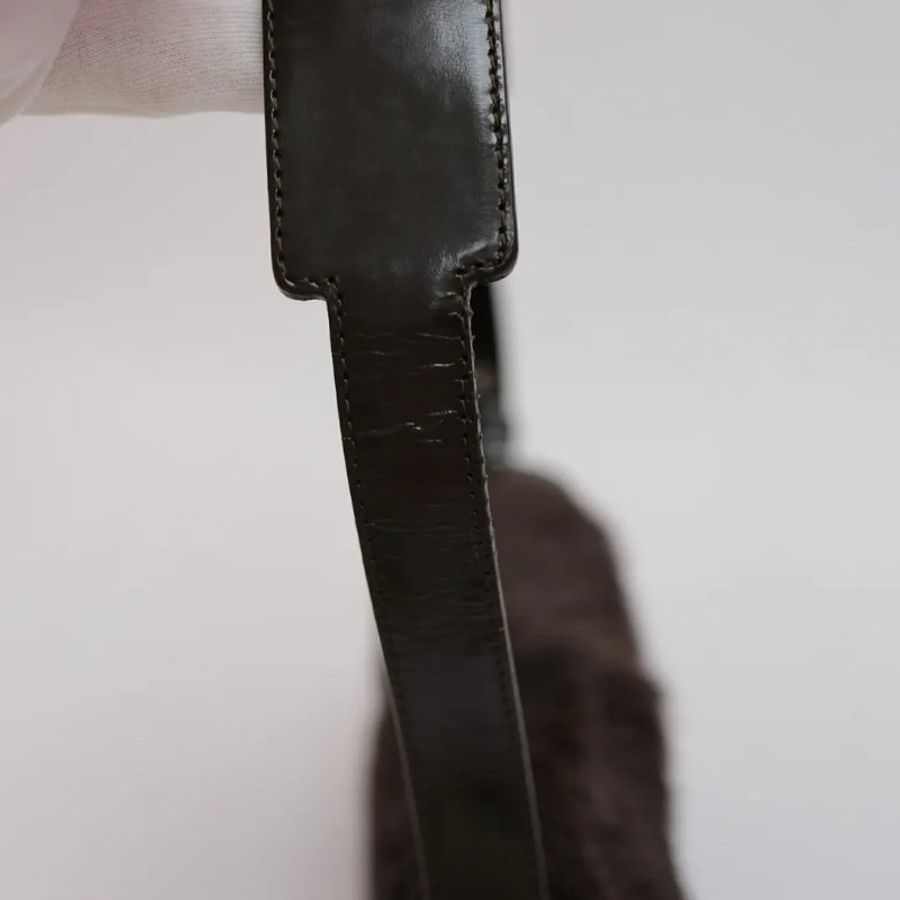 Celine 中古品啡色鬃毛翻蓋腋下包-13