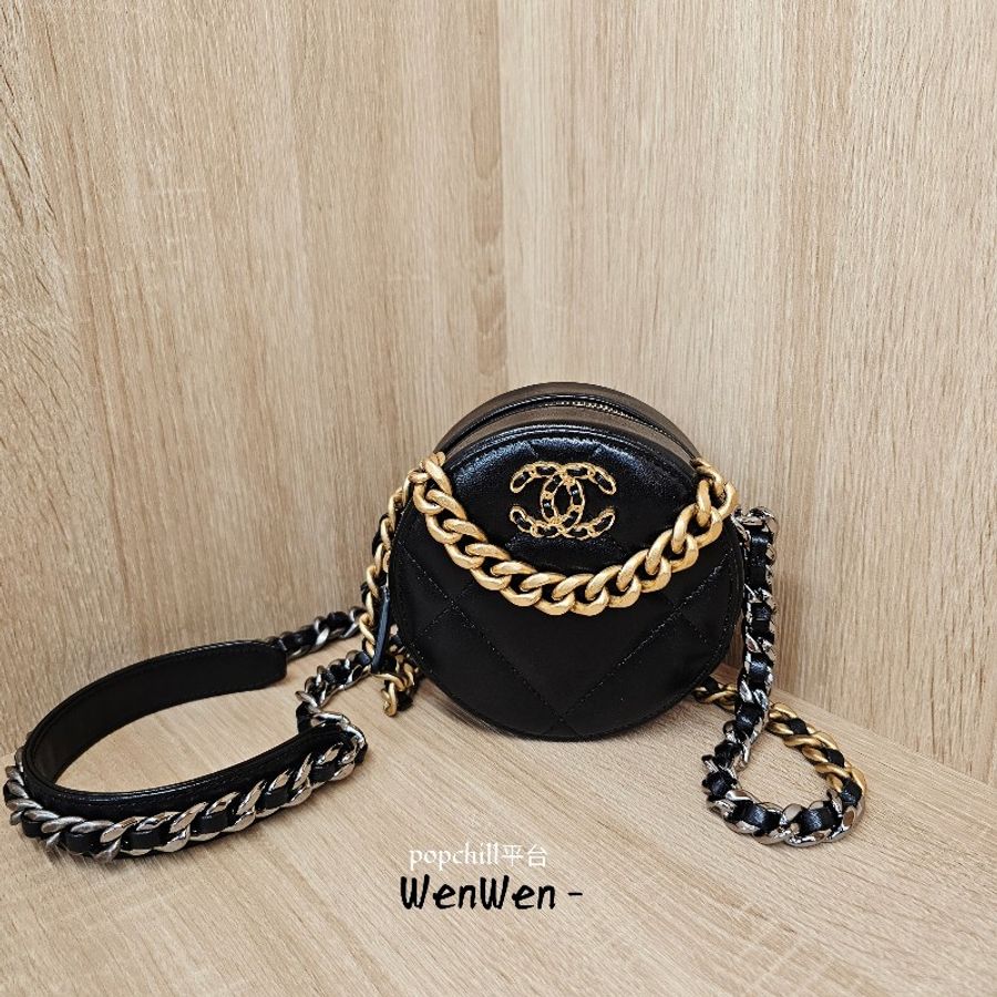 [圓餅包控美品❣️] Chanel 19黑金圓餅斜背包-0