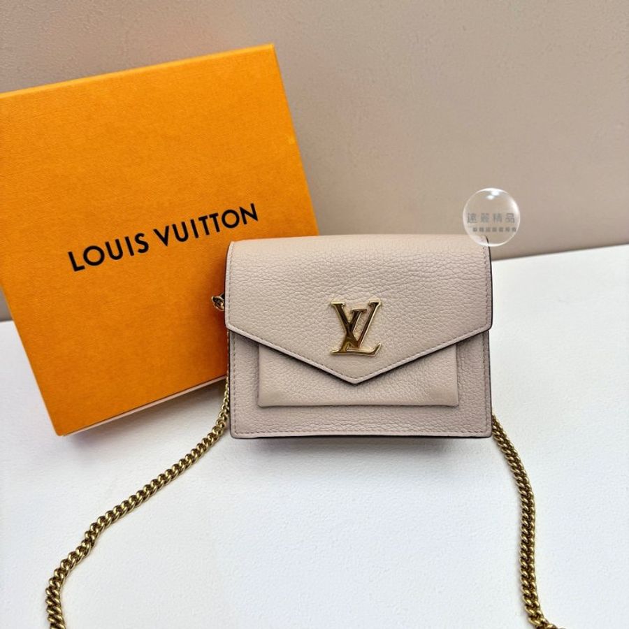 LV Mylockme灰褐色牛皮迷你鍊包M69204-1