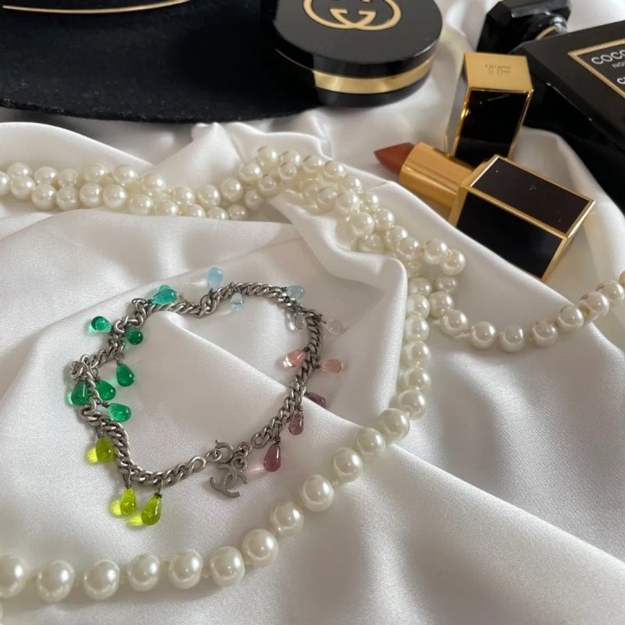 Chanel Vintage 中古品 彩色琉璃手鏈【微瑕疵留意細節圖】-2