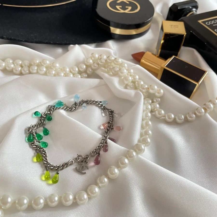Chanel Vintage 中古品 彩色琉璃手鏈【微瑕疵留意細節圖】-3