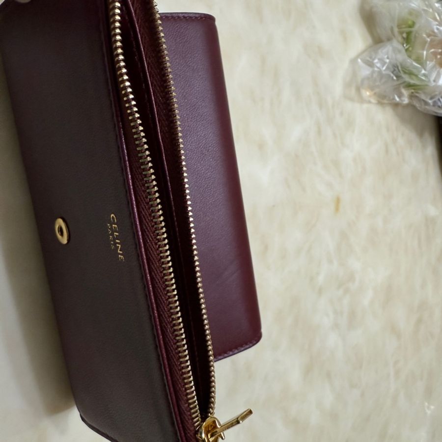 Celine Triomphe 長夾 酒紅色-9