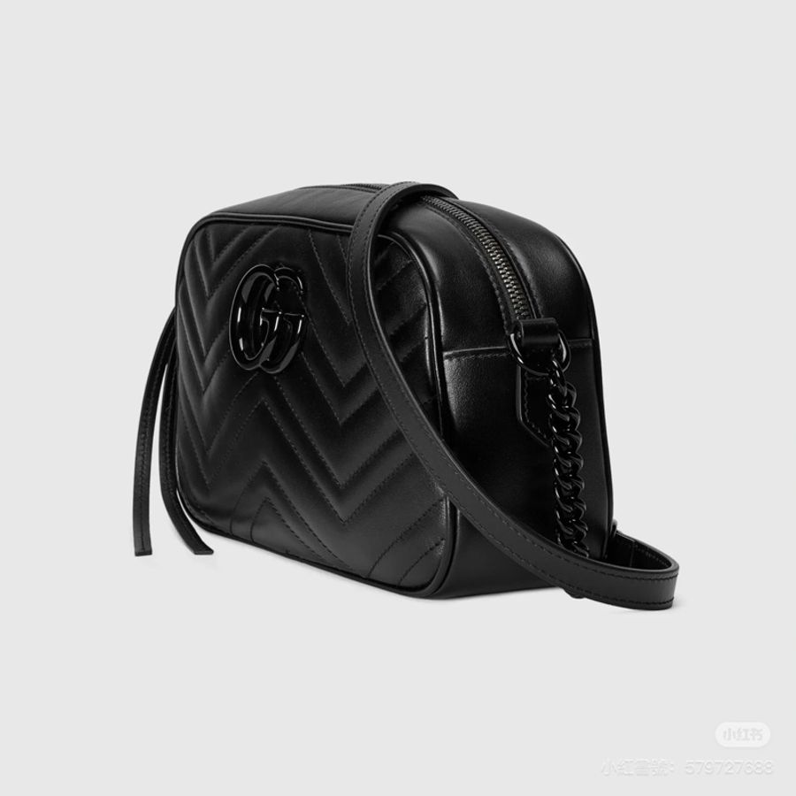 Gucci Marmont SoBlack 24cm黑扣馬蒙相機包🖤99新全配🉑送禮-5